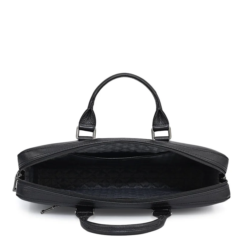 Da Milano black Franzy Leather Laptop Sleeve - Black  | Best Price UAE