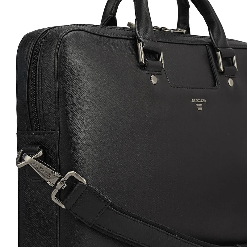 Da Milano black Franzy Leather Laptop Sleeve - Black  | Best Price UAE