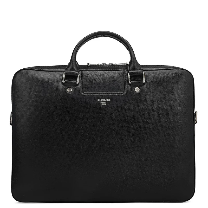 Da Milano black Franzy Leather Laptop Sleeve - Black  | Best Price UAE