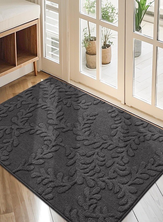 BEQHAUSE Door Mats 32”x48”, Dirt Trapper Doormats Indoor, Non-Slip Washable Entryway Rugs, Super Absorbent Welcome Mat for Front Door, Mud Shoes & Paws, Dark Grey - Image 1
