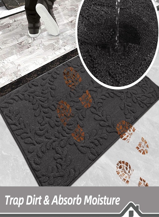 BEQHAUSE Door Mats 32”x48”, Dirt Trapper Doormats Indoor, Non-Slip Washable Entryway Rugs, Super Absorbent Welcome Mat for Front Door, Mud Shoes & Paws, Dark Grey - Image 3