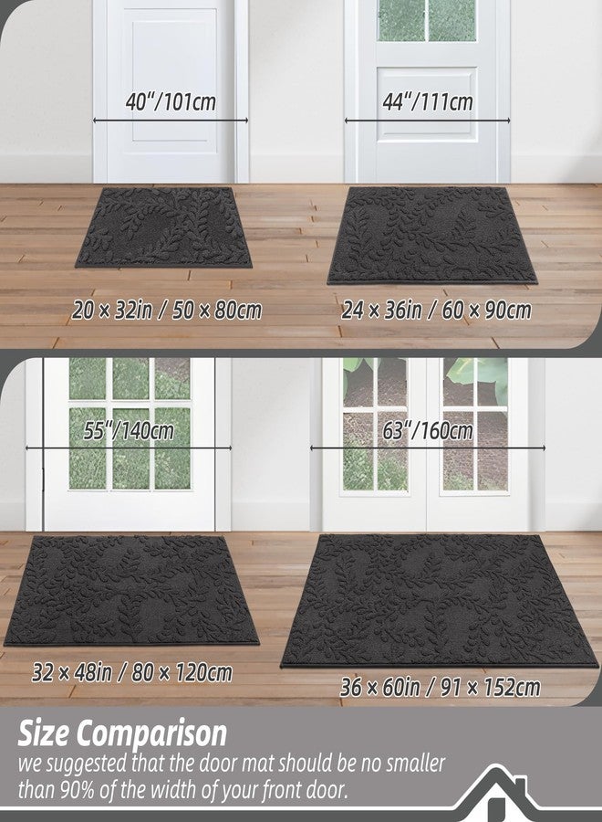BEQHAUSE Door Mats 32”x48”, Dirt Trapper Doormats Indoor, Non-Slip Washable Entryway Rugs, Super Absorbent Welcome Mat for Front Door, Mud Shoes & Paws, Dark Grey - Image 2