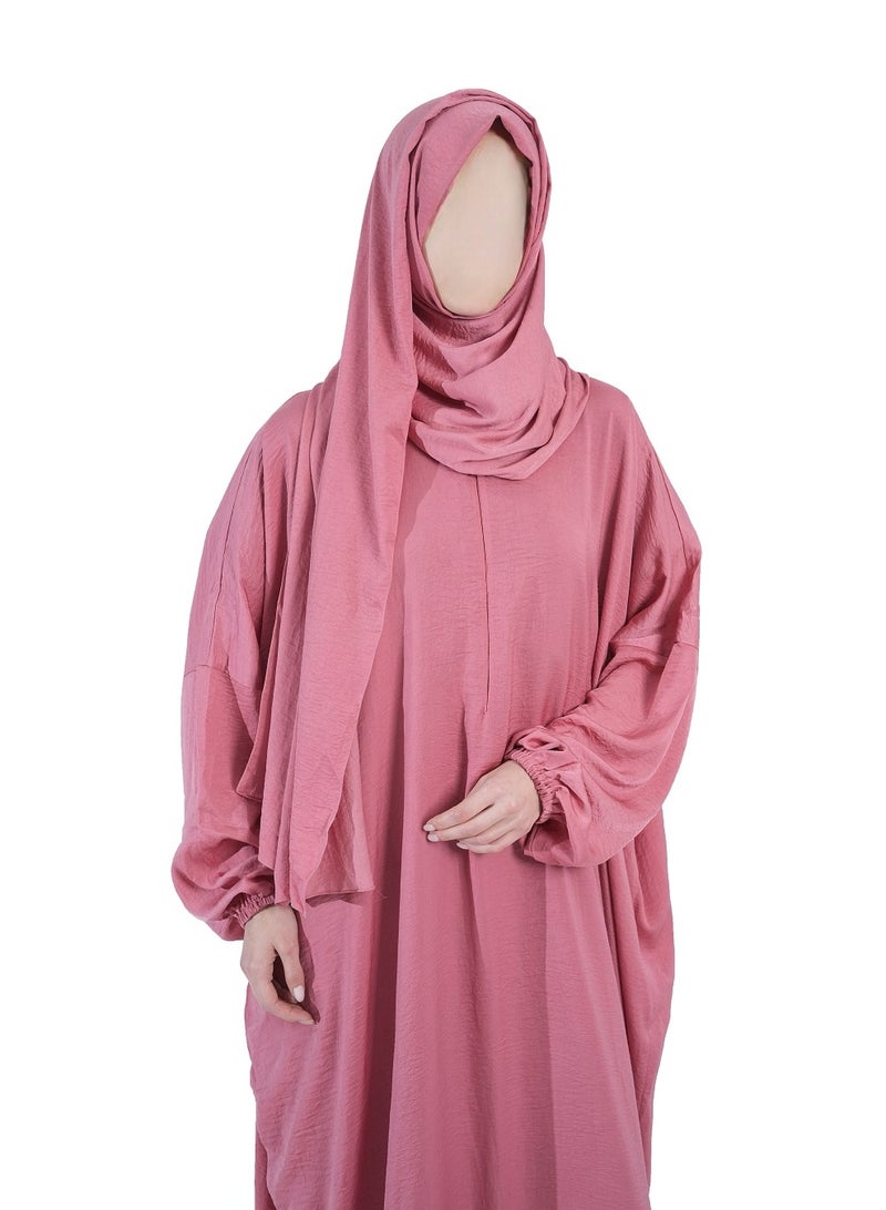 حجاب وعباءة صلاة بلون وردي فاتح من ناشوة بوتيك - Image 4