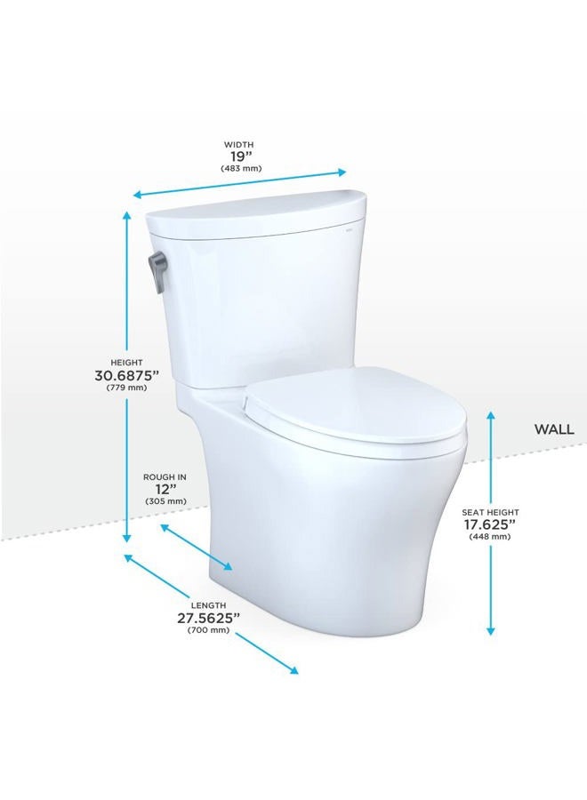 Toto Aquia IV Arc 2-Piece 0.9/1.28 GPF Dual Flush Elongated ADA Comfort Height Toilet in Cotton White SoftClose Seat Included - Image 2