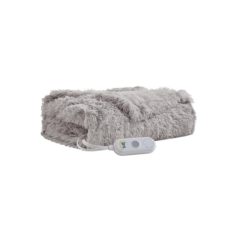 Serta Mila Shaggy Throw - Ultra Soft Long Faux Fur Electric Blanket Cozy and Snuggly Cover, Fast Heating for Cold Weather, Auto Shut Off, Multi Heat Setting Controller, 50"x60", Ash Grey - Image 2