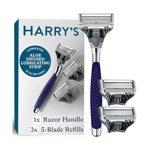 Harry's Shaving Kit for Men - Razor Handle and 3 Razor Blade Refill Cartridges - Chrome Edition