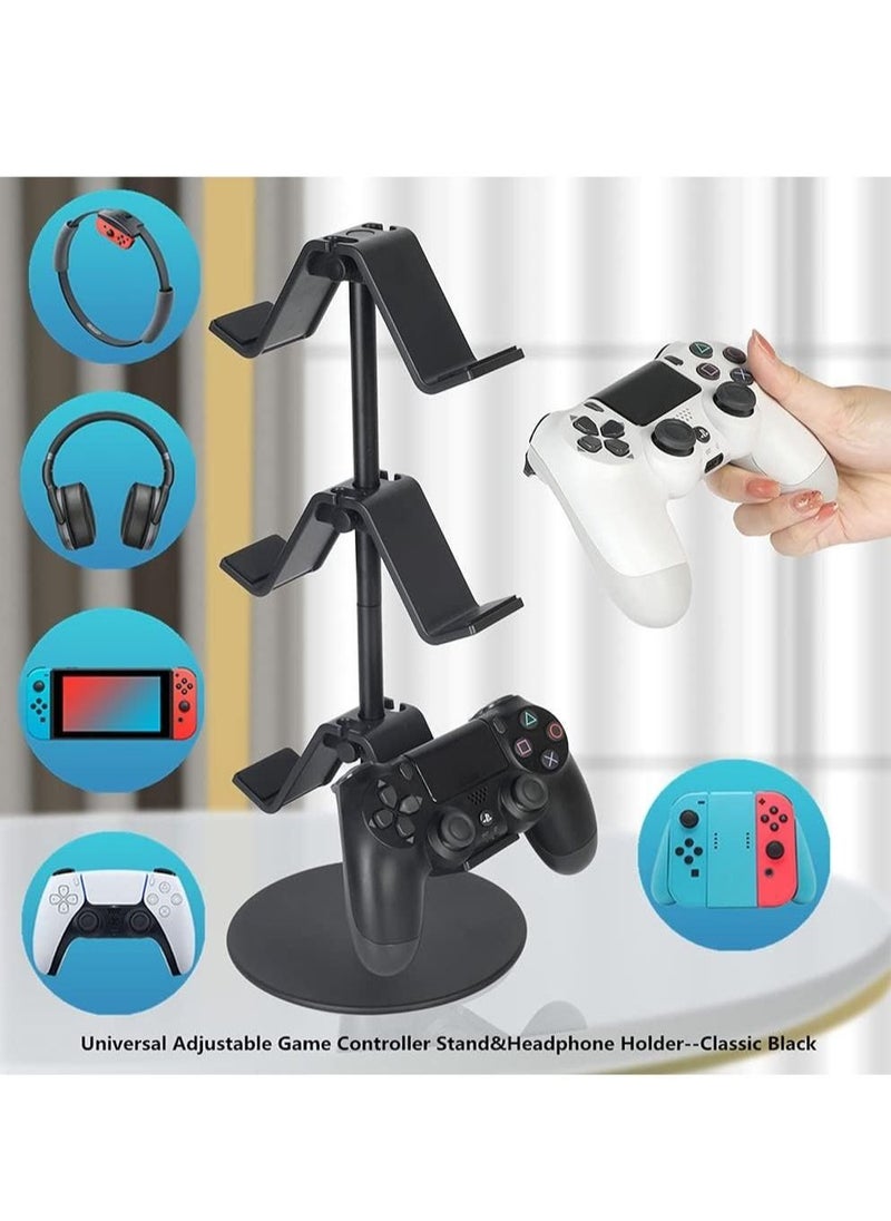 Generic - Controller Holder, Headphone Holder, Multi Adjustable Game Controller Headset Hanger for All Universal Gaming PC Accessories/Xbox/PS4/PS5/Nintendo Switch (Black) - Image 1