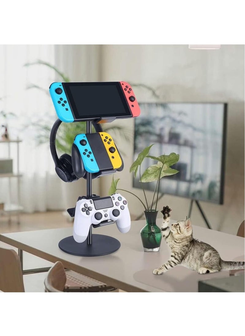 Generic - Controller Holder, Headphone Holder, Multi Adjustable Game Controller Headset Hanger for All Universal Gaming PC Accessories/Xbox/PS4/PS5/Nintendo Switch (Black) - Image 1