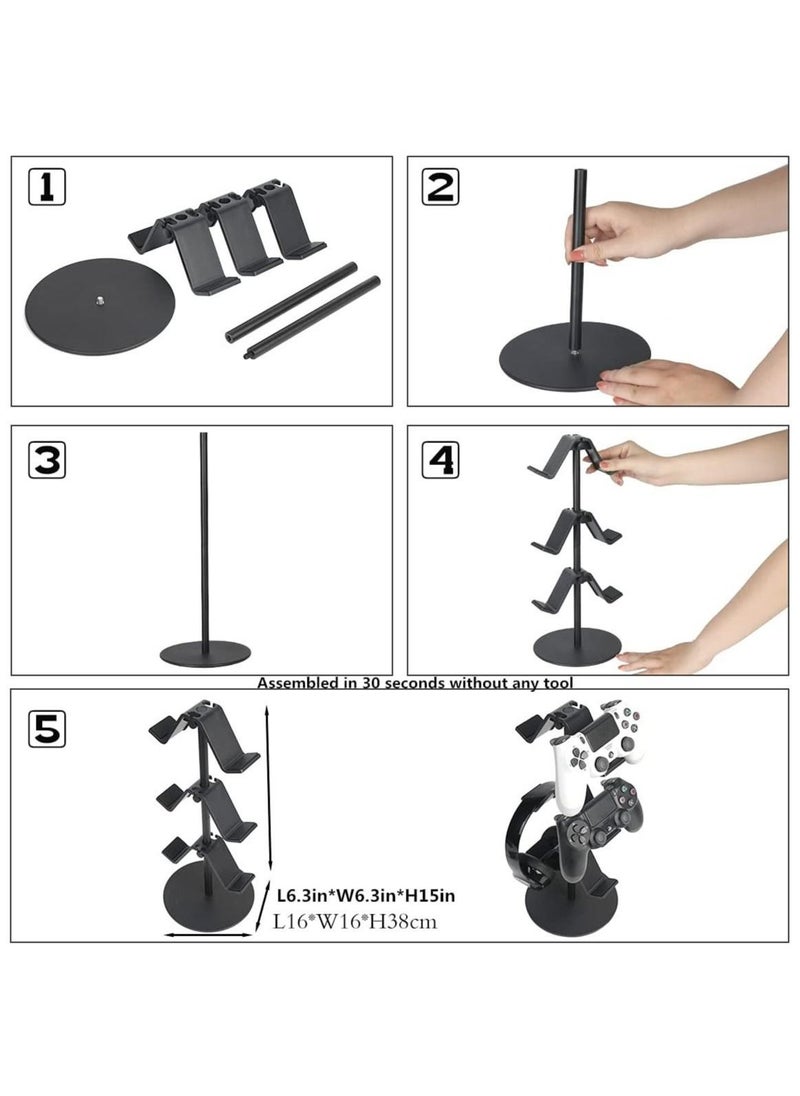 Generic - Controller Holder, Headphone Holder, Multi Adjustable Game Controller Headset Hanger for All Universal Gaming PC Accessories/Xbox/PS4/PS5/Nintendo Switch (Black) - Image 1