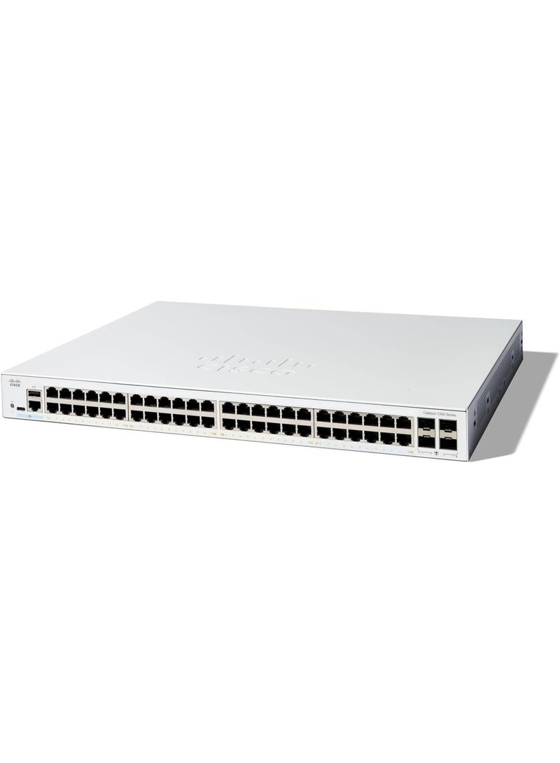 Cisco Systems Cisco Catalyst 1300-48T-4G Managed Switch, 48x Gigabit Ethernet, 4x 1GE SFP Ports - Image 1