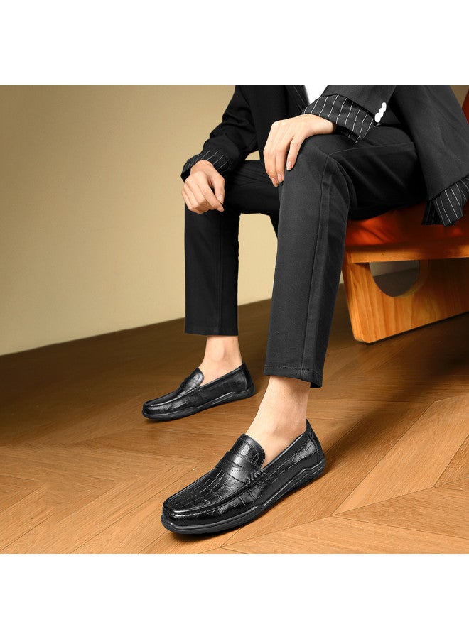 سيبتولفز 【top Grain Leather】موكاسين قيادة للرجال، لوفرات مريحة للانزلاق في الخريف للارتداء اليومي - Image 2