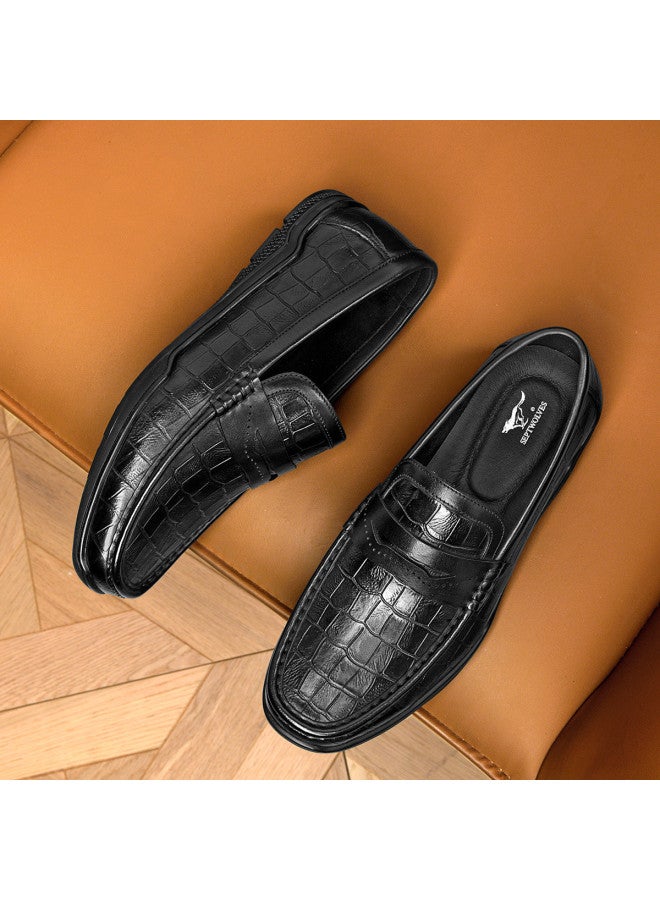 سيبتولفز 【top Grain Leather】موكاسين قيادة للرجال، لوفرات مريحة للانزلاق في الخريف للارتداء اليومي - Image 3