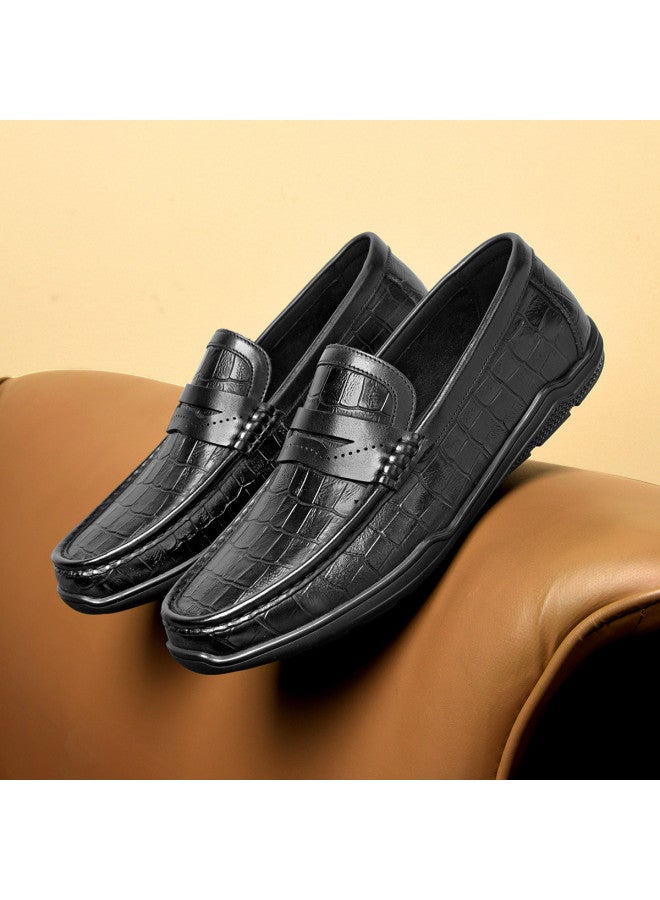 سيبتولفز 【top Grain Leather】موكاسين قيادة للرجال، لوفرات مريحة للانزلاق في الخريف للارتداء اليومي - Image 4