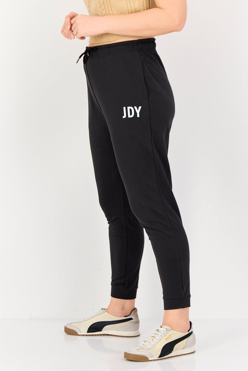 ONLY JDY By Only Women Regular Fit Brand Logo Jogger Pants, Black - Image 2