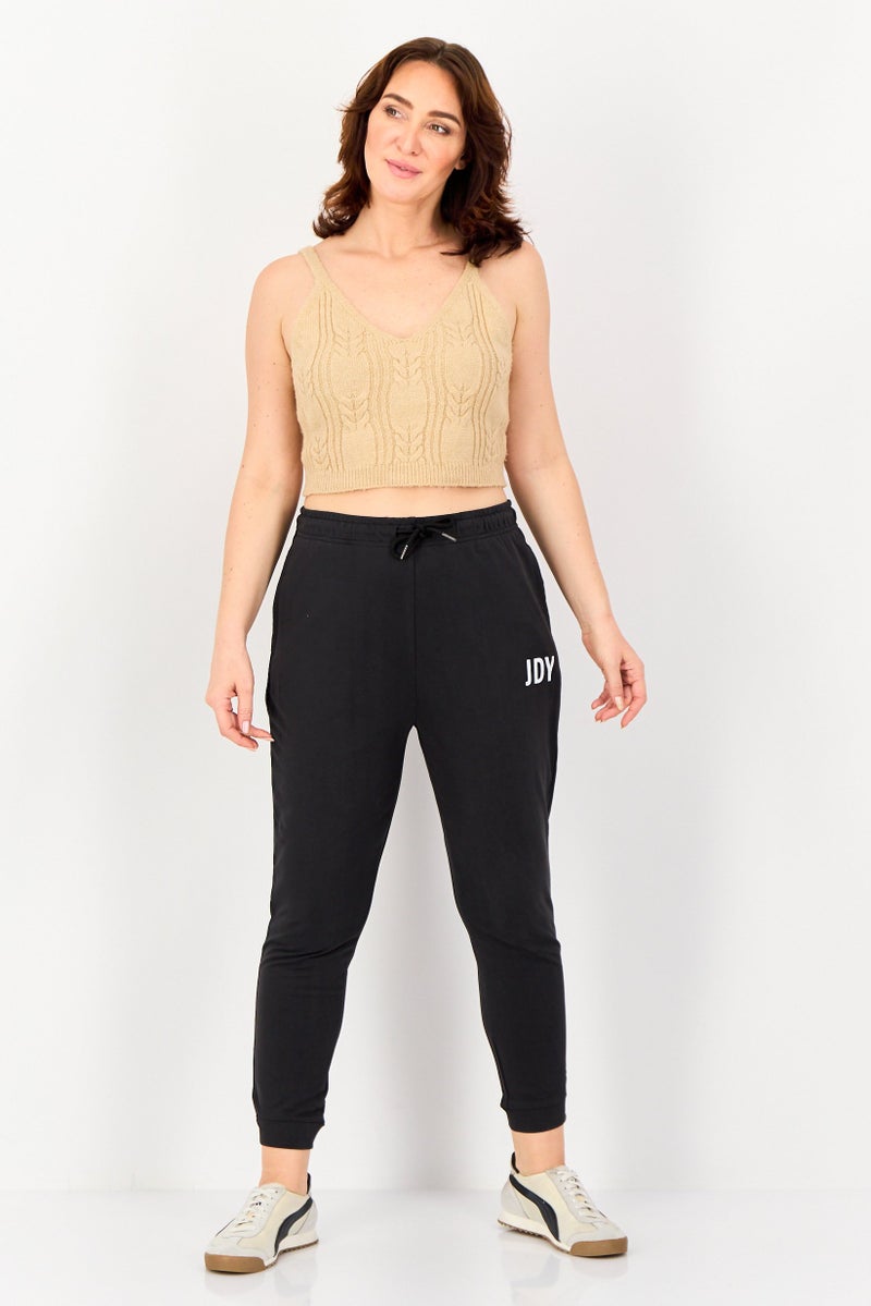 ONLY JDY By Only Women Regular Fit Brand Logo Jogger Pants, Black - Image 4