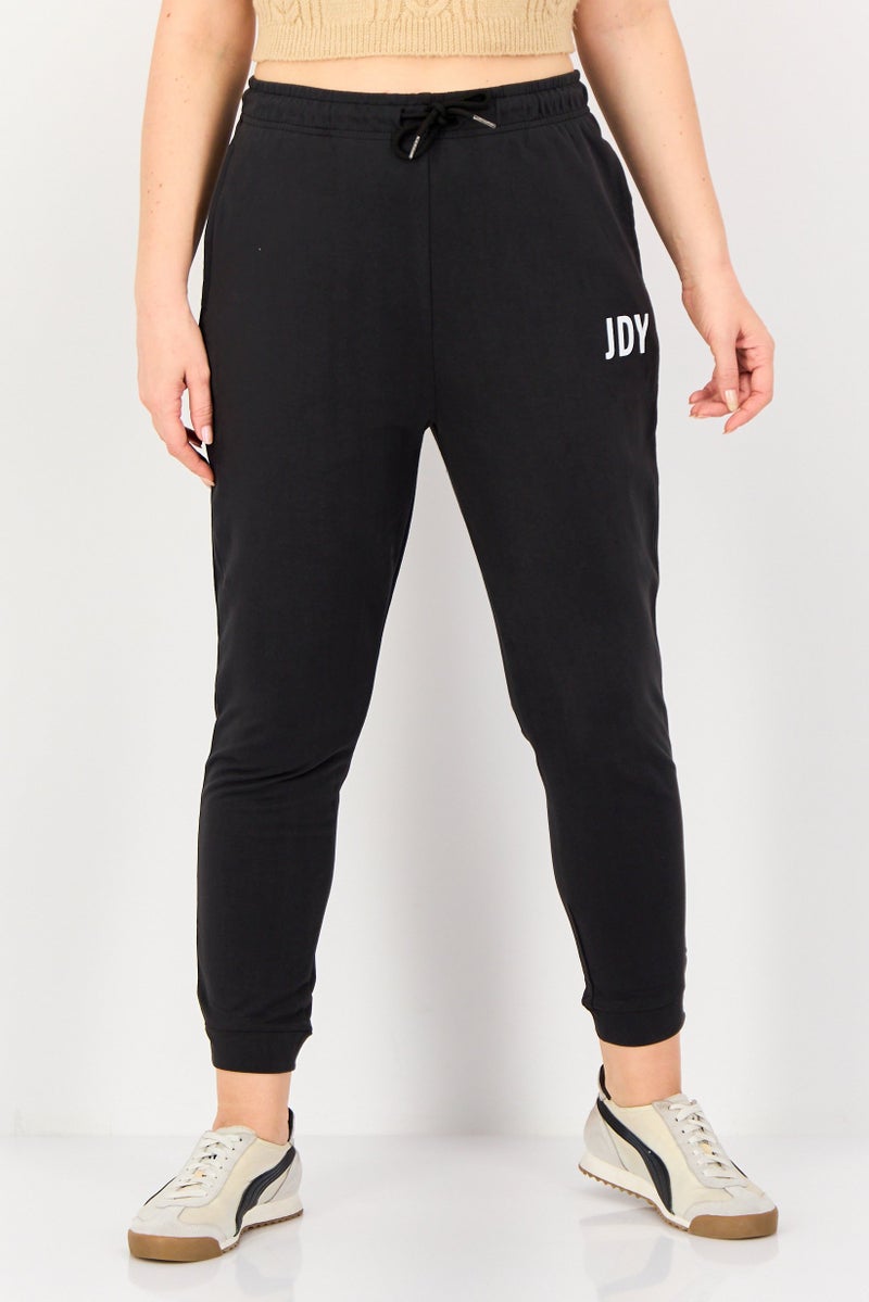 ONLY JDY By Only Women Regular Fit Brand Logo Jogger Pants, Black - Image 1