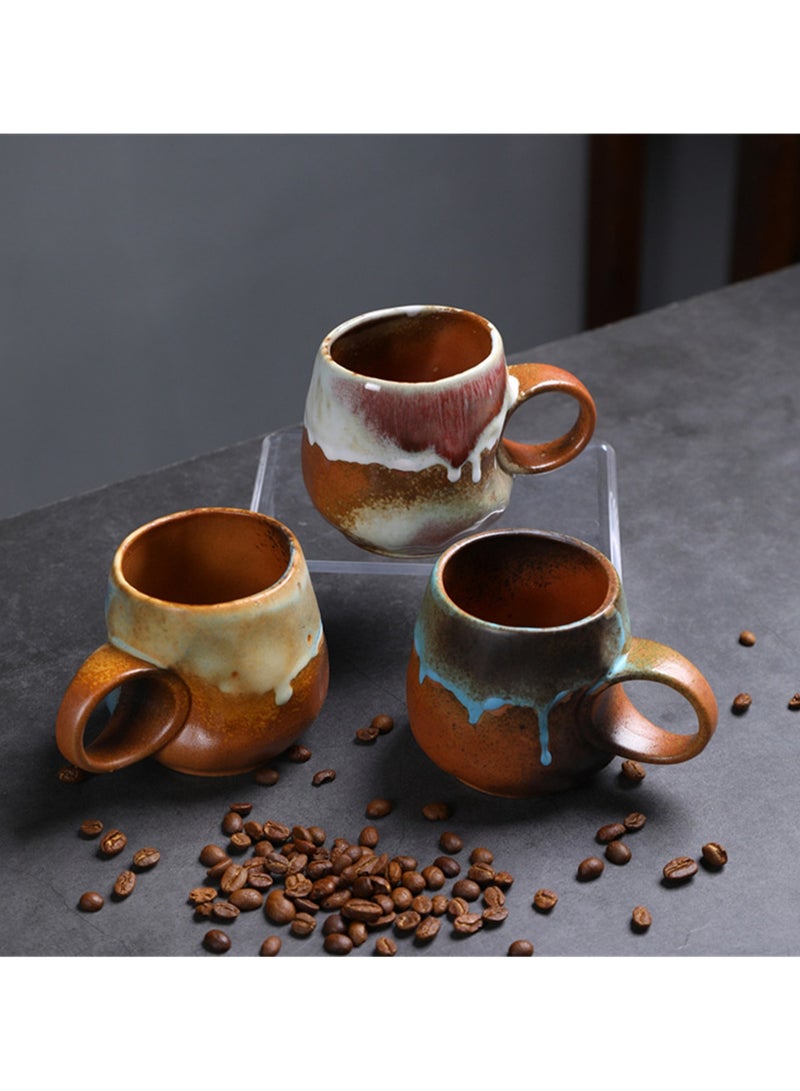 Special-Shaped Mugs, Retro Ceramic Cups, Irregular Cups, Stoneware Water Cups, High-Value Coffee Cups（Flowing glaze white 270ml） - Image 3