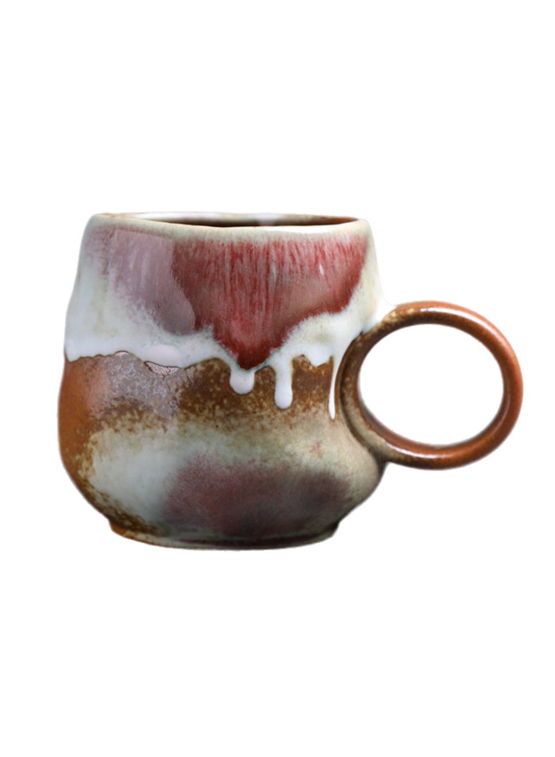 Special-Shaped Mugs, Retro Ceramic Cups, Irregular Cups, Stoneware Water Cups, High-Value Coffee Cups（Flowing glaze white 270ml） - Image 1