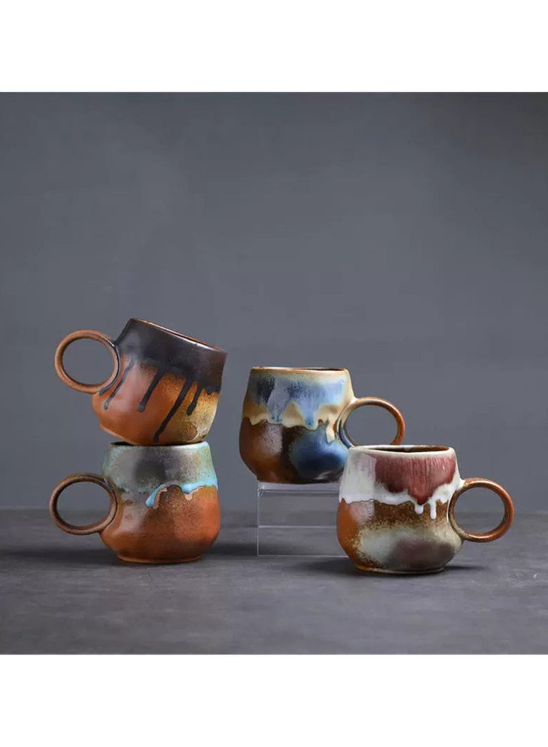 Special-Shaped Mugs, Retro Ceramic Cups, Irregular Cups, Stoneware Water Cups, High-Value Coffee Cups（Flowing glaze white 270ml） - Image 2