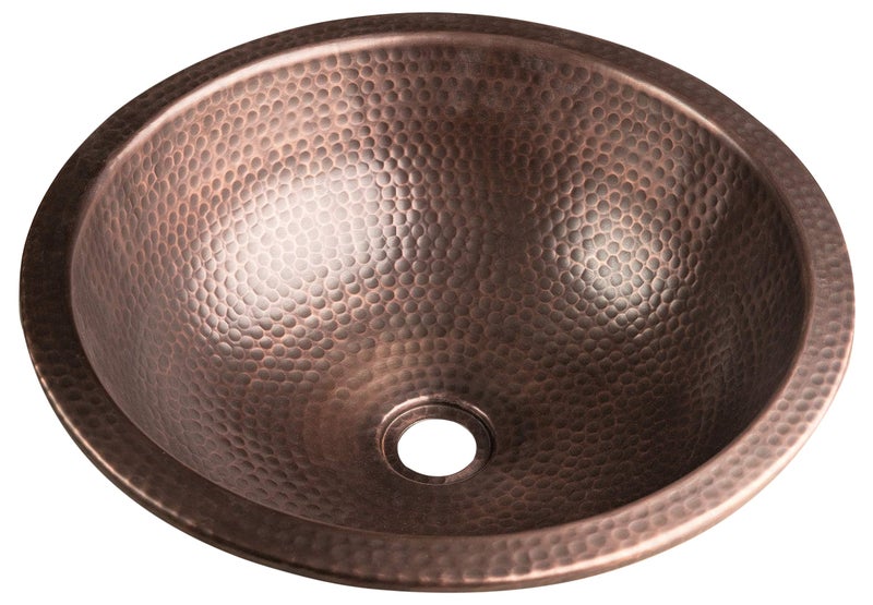 Monarch Abode 16-inch Hand Hammered Pure Copper Rotunda Dual Mount Bathroom Sink, Drop-In or Undermount Vanity Sink, Single Circular Bowl - Image 4