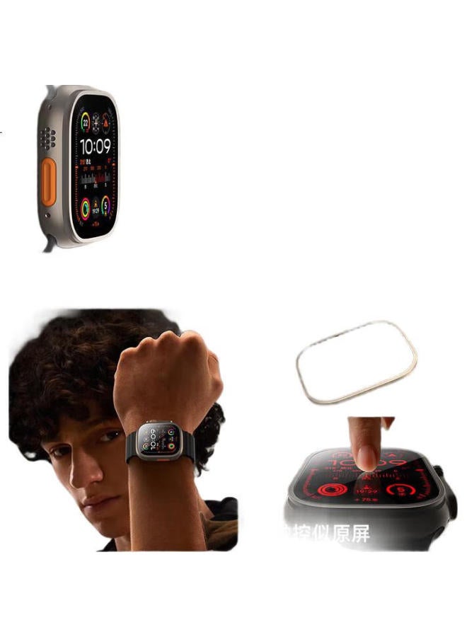 WP [Usa] Screen Protector For Apple Watch, Compatible With Apple Watch Ultra 2/1, Titanium Alloy Frame Full Coverage Tempered Glass Film, High-Definition Ultra-Clear Film, Black, 49Mm - Image 1