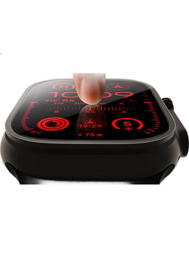 WP [Usa] Screen Protector For Apple Watch, Compatible With Apple Watch Ultra 2/1, Titanium Alloy Frame Full Coverage Tempered Glass Film, High-Definition Ultra-Clear Film, Black, 49Mm - Image 3