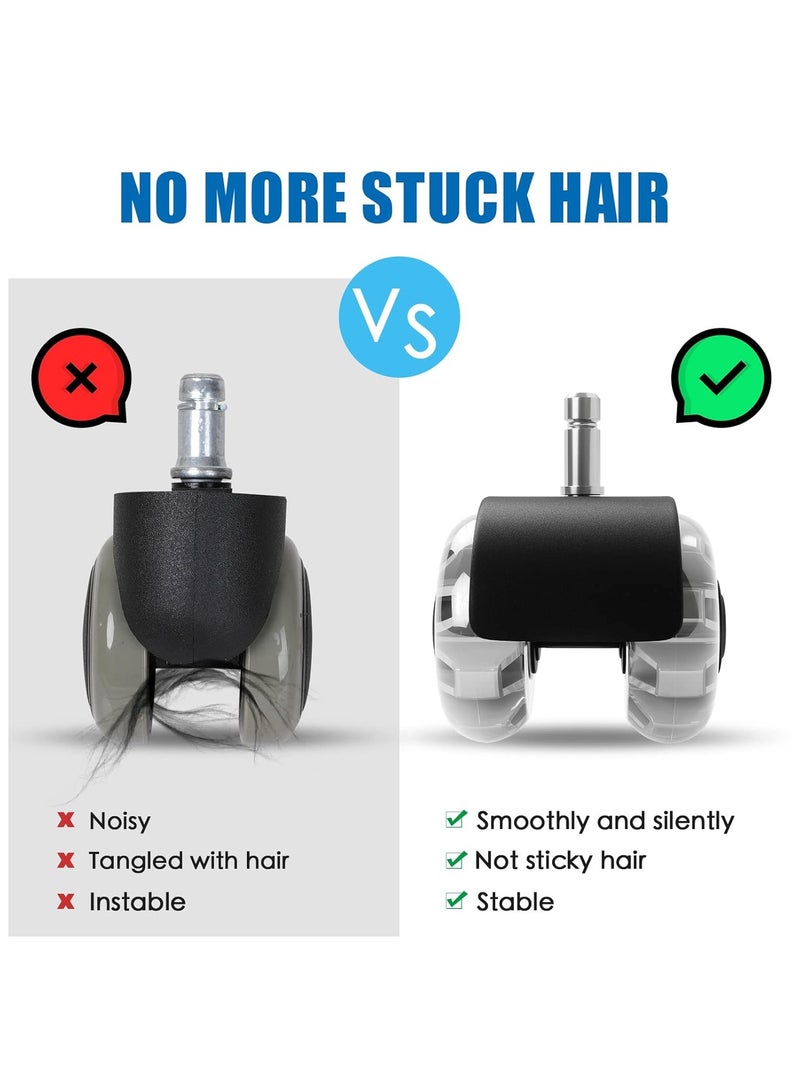 Office Chair Caster Wheels (Set of 5), Heavy-Duty Chair Wheels Support 2200lbs,Mute Rubber Chair Casters for Hardwood Floors and Carpet,2 Inch Universal Fit(Grey) - Image 4