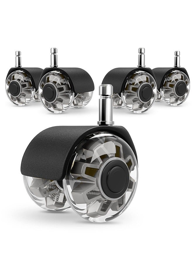 Office Chair Caster Wheels (Set of 5), Heavy-Duty Chair Wheels Support 2200lbs,Mute Rubber Chair Casters for Hardwood Floors and Carpet,2 Inch Universal Fit(Grey) - Image 1
