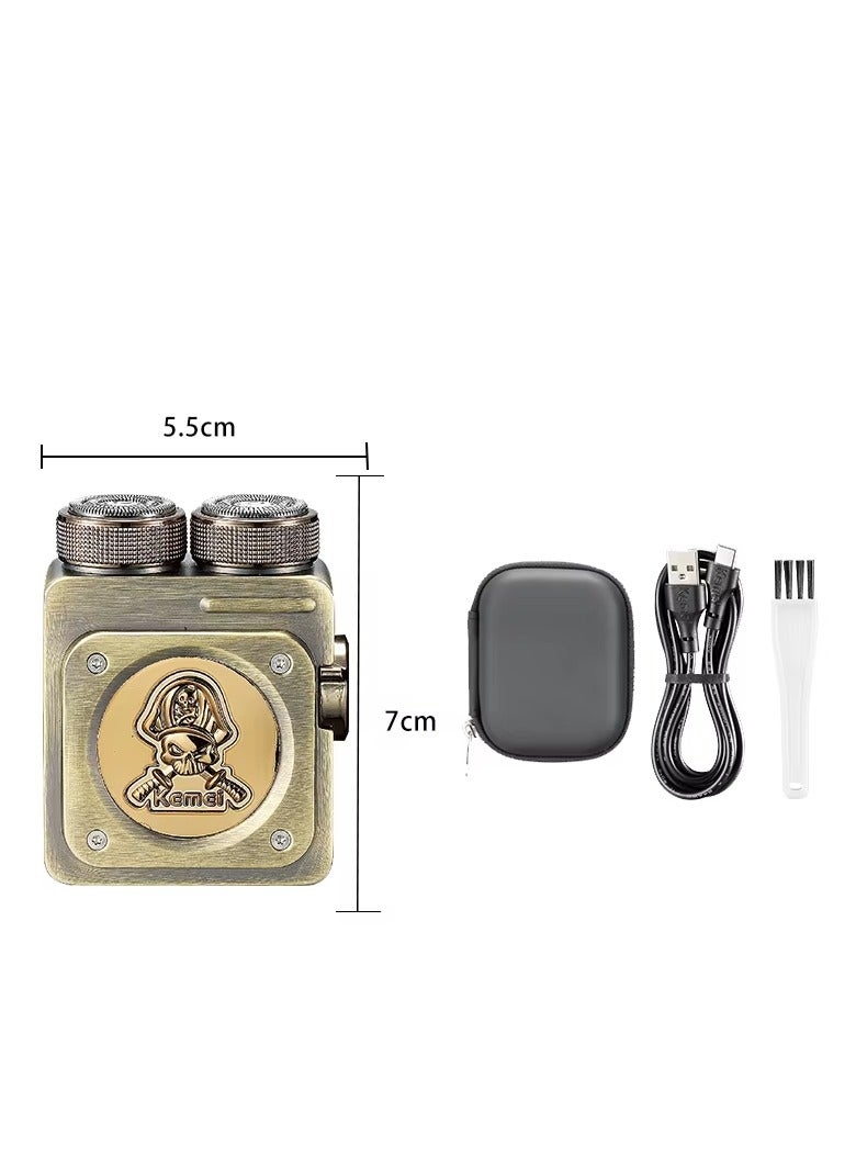 Kemei Rechargeable Men's Shaver with Staggered Head Blades, IPX6 Waterproof & Cordless Design Gold - Image 3