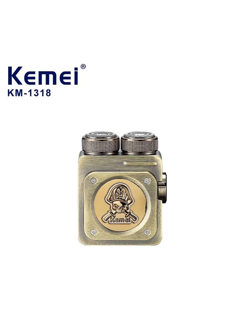Kemei Rechargeable Men's Shaver with Staggered Head Blades, IPX6 Waterproof & Cordless Design Gold - Image 1