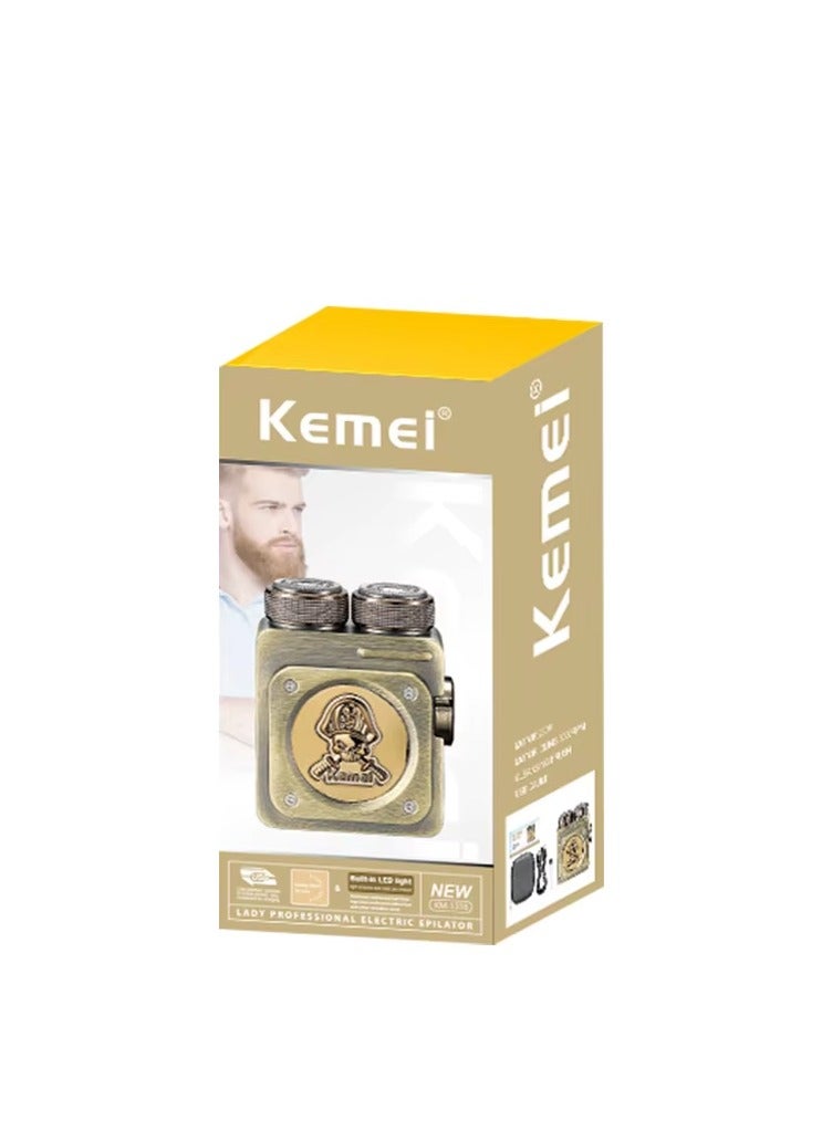 Kemei Rechargeable Men's Shaver with Staggered Head Blades, IPX6 Waterproof & Cordless Design Gold - Image 5
