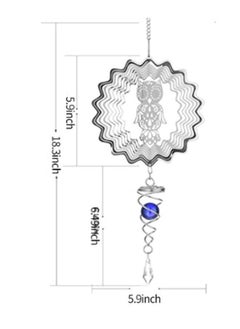 NIBEMINENT Crystal Ball Ornament Wind Chimes Silver/Blue 18.3inch  - Image 2