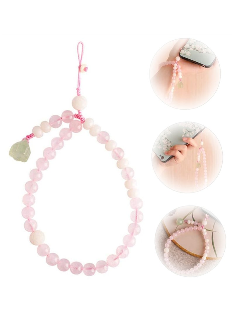 Excefore Cell Phone Lanyard Strap Pink Crystal Beads, Hand Wrist Phone Charms Bracelet Anti-lost Wrist Rope String Vintage Hanging Rope for Camera Car Key Purse Hanging Decor, 1 Pcs, Pink - Image 1