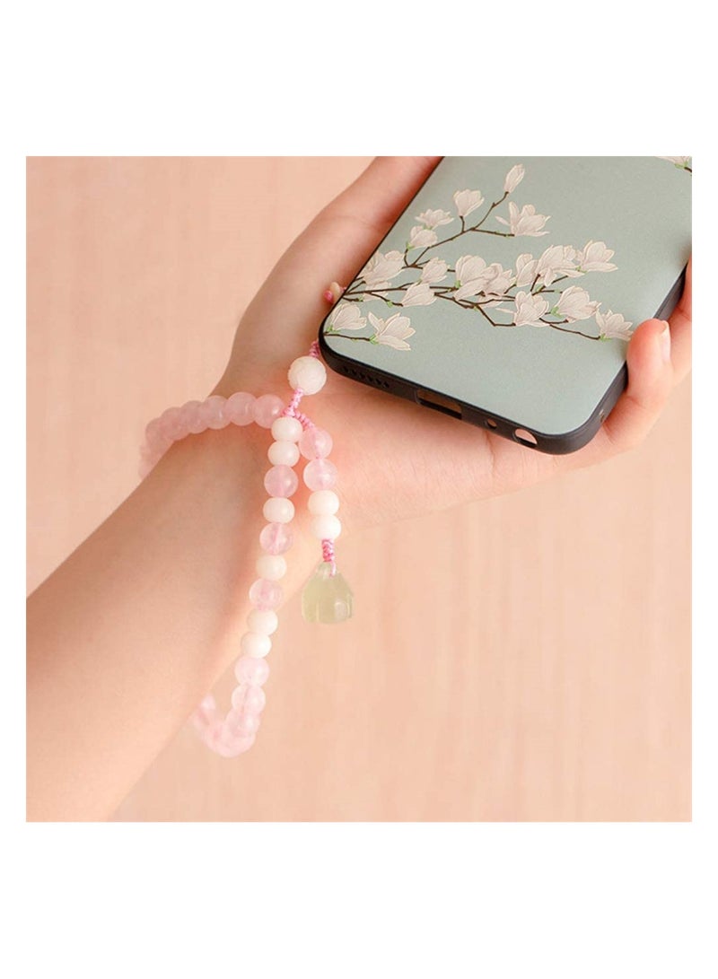 Excefore Cell Phone Lanyard Strap Pink Crystal Beads, Hand Wrist Phone Charms Bracelet Anti-lost Wrist Rope String Vintage Hanging Rope for Camera Car Key Purse Hanging Decor, 1 Pcs, Pink - Image 5