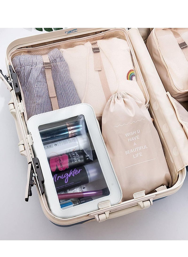 Suntown Clear Makeup Bags, TSA Approved Toiletry Bag with Zipper, Clear Makeup Organizer Fit Carry-on Travel Essentials,Clear Cosmetic Bags for Women Men (C-Beige) - Image 4
