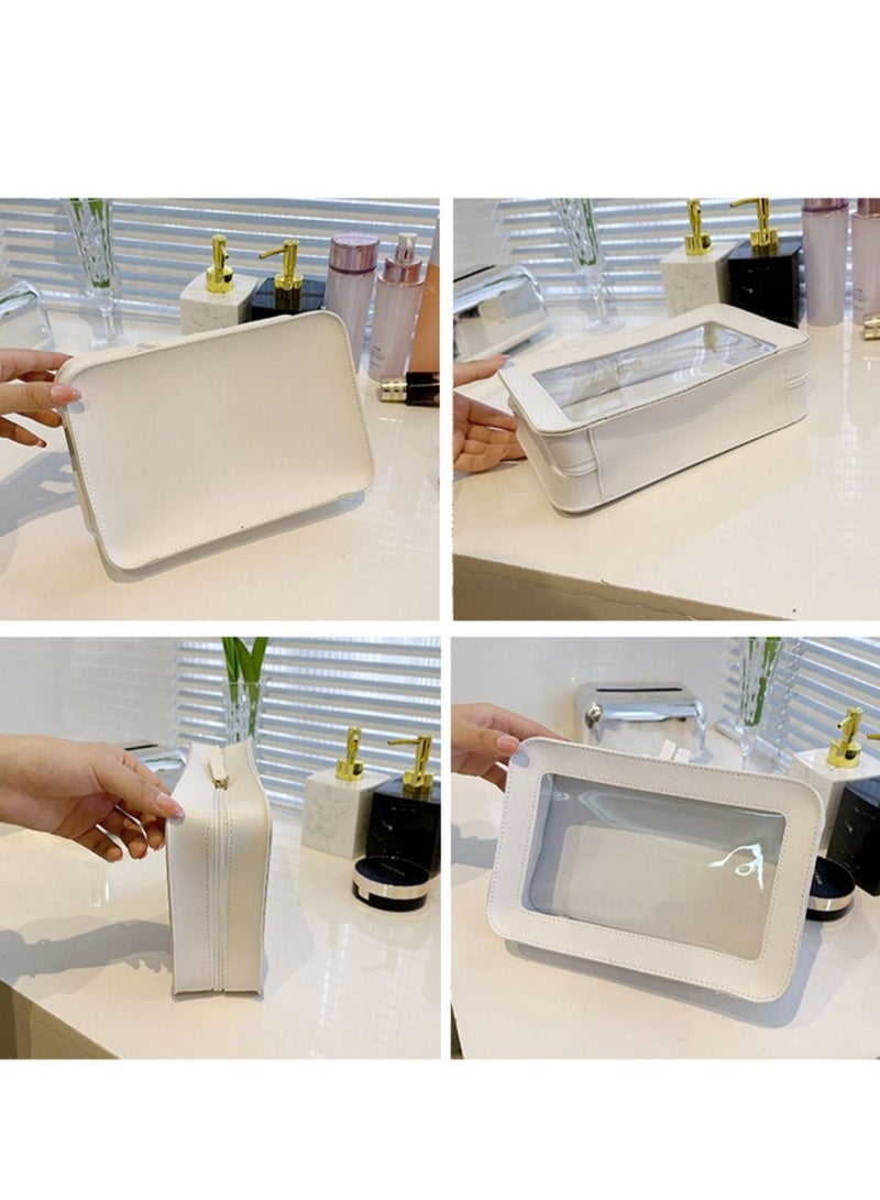 Suntown Clear Makeup Bags, TSA Approved Toiletry Bag with Zipper, Clear Makeup Organizer Fit Carry-on Travel Essentials,Clear Cosmetic Bags for Women Men (C-Beige) - Image 5