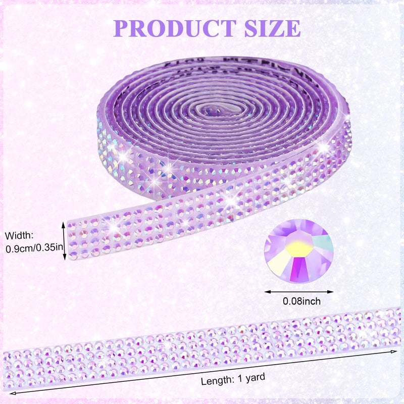 HASTHIP ® 12 Rolls Self Adhesive Rhinestone Ribbon Crystal Diamond Stickers Multi-Functional Bedazzling Strips Bling Ribbon Decoration for DIY Craft, Rhinestones for Crafting - Image 2