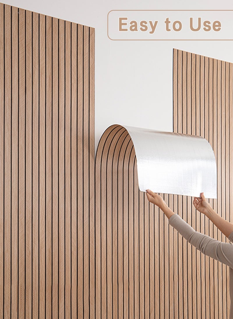 LEOKOR 3D Wall Panels, Peel and Stick Wood Wallpaper PVC Vinyl Decorative, Removable Wallpaper Waterproof Faux Wood Grating Stripe Contact Paper for Living Room Bedroom, Self Adhesive Slat Wall Paneling 2.8mm×40cm×300cm, Brown  - Image 3