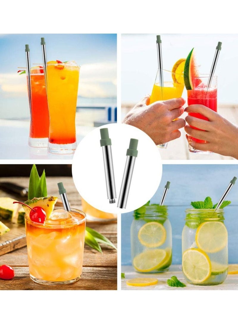 Y&D 2 Pack Reusable Straws Telescopic Metal Travel Stainless Steel Drinking - Image 3