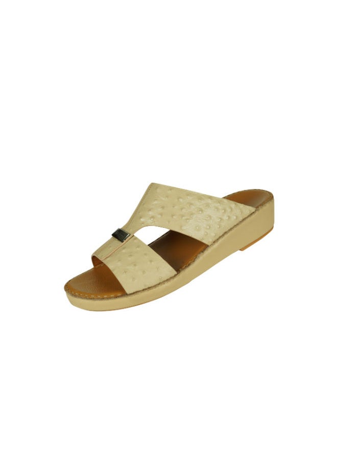 barjeel uno - Barjeel Uno Mens Arabic Sandals SP1-88 Beige - Image 1