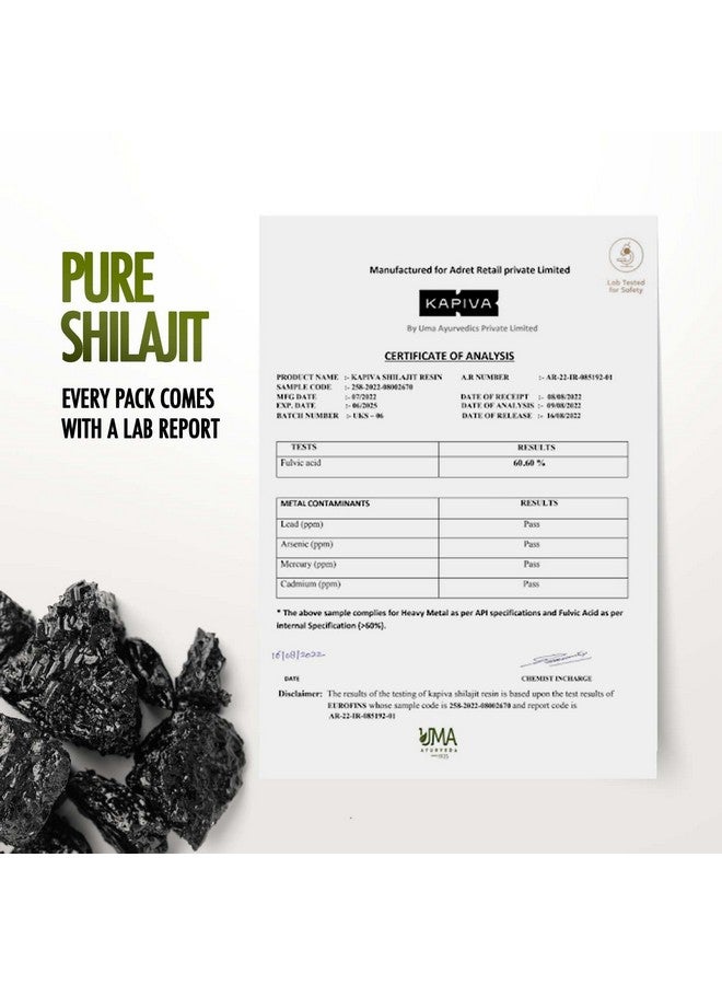 Kapiva كابيفا شيلاجيت هيمالايا الأصلي / راتنج شيلاجيت 20 جرام | 250 ملغ / حصة | للطاقة والقدرة على التحمل والحيوية | 80 حصة | 100% أيورفيدي - Image 3
