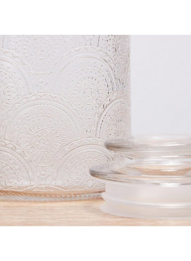 وعاء زجاجي تخزين طعام، زخرفة منقوشة، غطاء محكم، شفاف، تصميم كلاسيكي، للمطبخ والحلويات والتوابل - Image 3