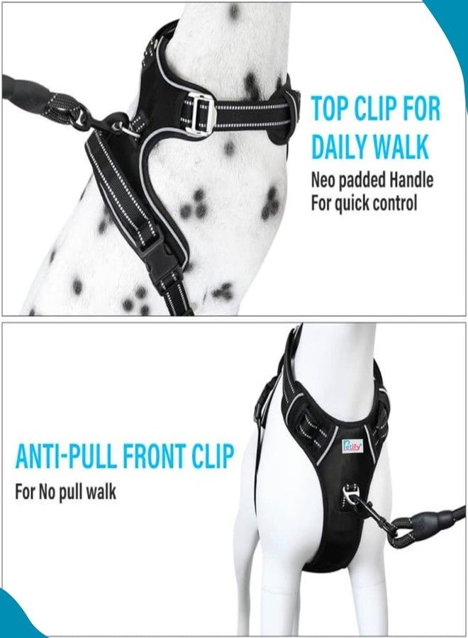 Petify Dog Harness, No-Pull Pet Harness with 2 Leash Clips, Adjustable Soft Padded Dog Vest, Reflective No-Choke Pet Vest with Easy Control Handle for Small, Medium, Large Dogs, (Black) (S) - Image 2