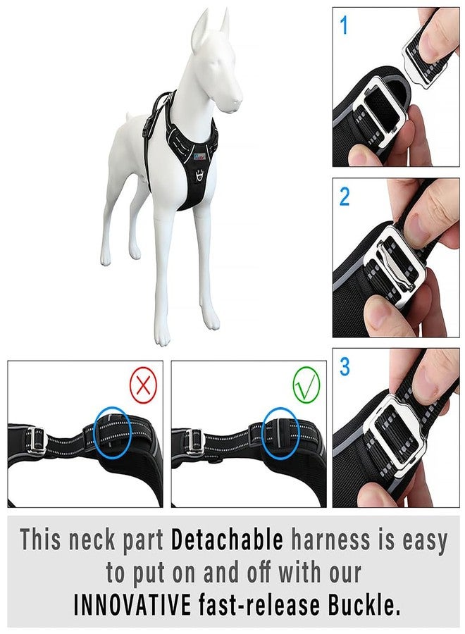 Petify Dog Harness, No-Pull Pet Harness with 2 Leash Clips, Adjustable Soft Padded Dog Vest, Reflective No-Choke Pet Vest with Easy Control Handle for Small, Medium, Large Dogs, (Black) (S) - Image 4