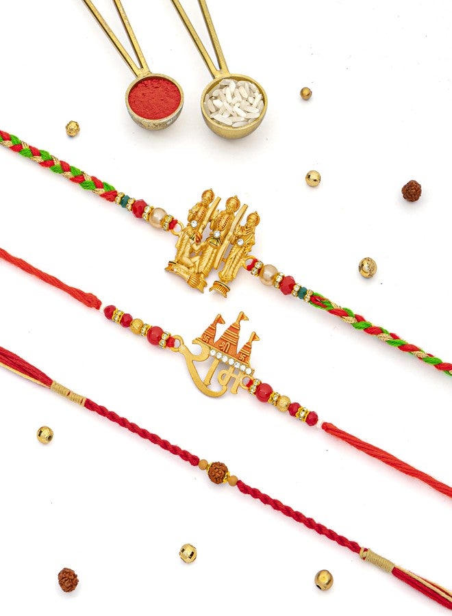 DORE® Rakhi For Brother Set of 3 Whispers Of Divine Rakhi Set - Image 1