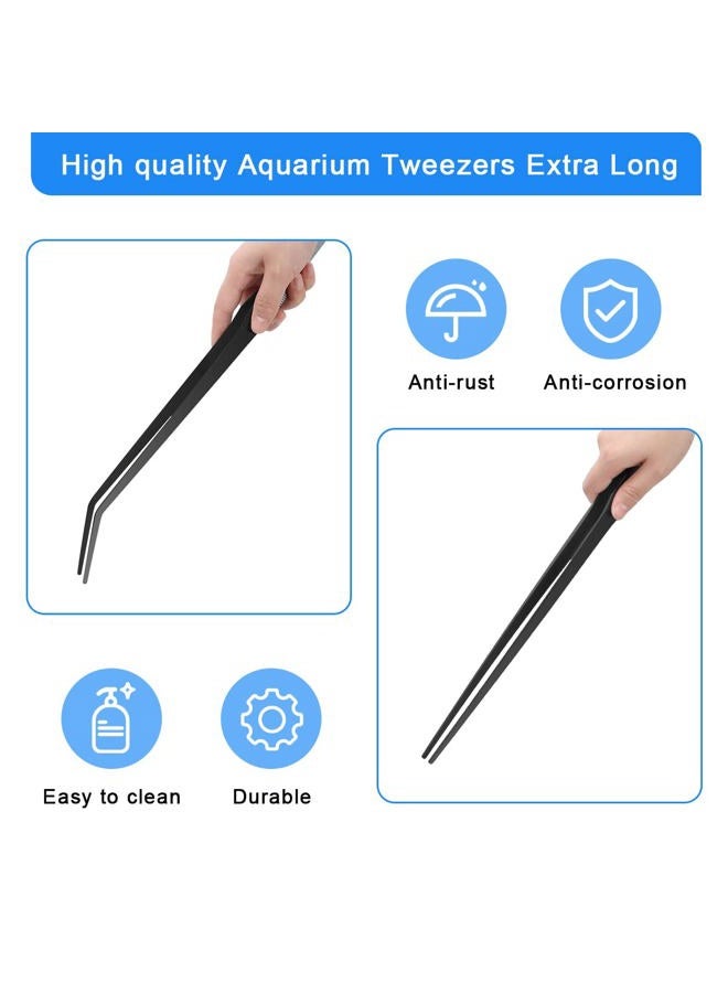 Luxiv Aquarium Tweezers Extra Long 15 inches, Stainless Steel Straight and Curved Tweezers 38cm Extra Long Tweezers for Fish Tank Plant Aquascape Tools, Feeding Tongs (15 inches, Black) - Image 5