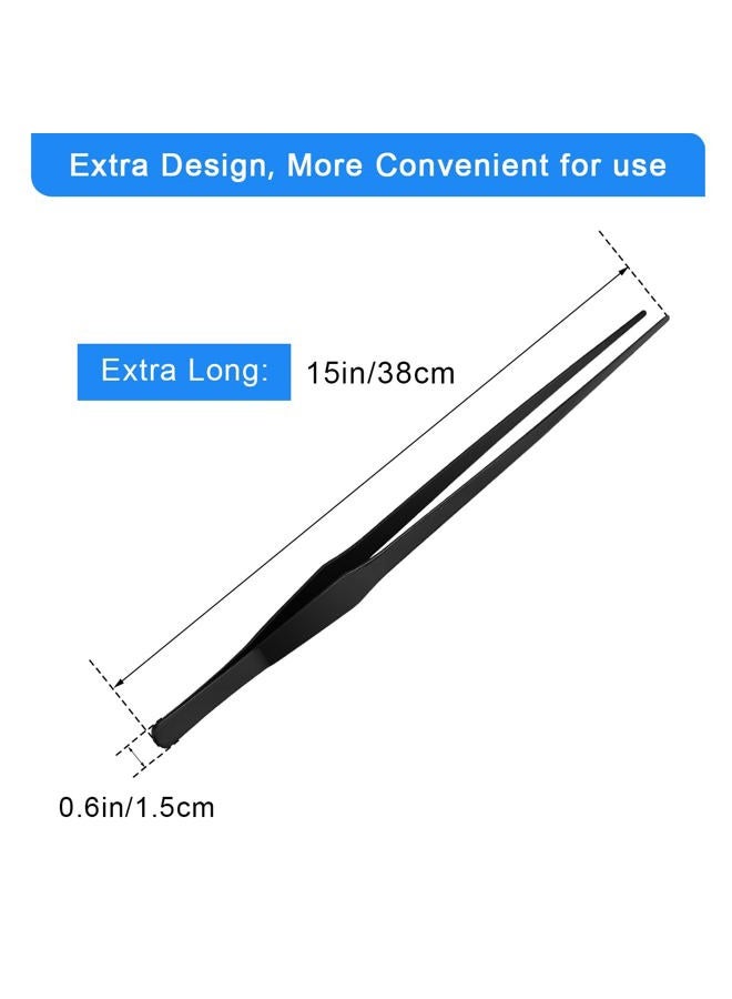 Luxiv Aquarium Tweezers Extra Long 15 inches, Stainless Steel Straight and Curved Tweezers 38cm Extra Long Tweezers for Fish Tank Plant Aquascape Tools, Feeding Tongs (15 inches, Black) - Image 2