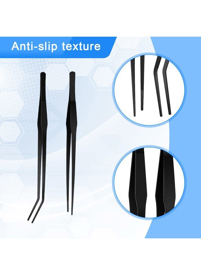 Luxiv Aquarium Tweezers Extra Long 15 inches, Stainless Steel Straight and Curved Tweezers 38cm Extra Long Tweezers for Fish Tank Plant Aquascape Tools, Feeding Tongs (15 inches, Black) - Image 3