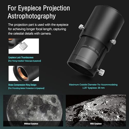 Astromania Telescope Camera Adapter, 2 Inch Extendable Photo Adapter Metal Telescope Accessories for Prime-Focus or Eyepiece-Projection Astrophotography Extended Cylinder for Astronomy Telescopes - Image 4