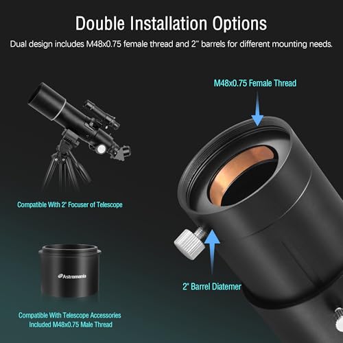 Astromania Telescope Camera Adapter, 2 Inch Extendable Photo Adapter Metal Telescope Accessories for Prime-Focus or Eyepiece-Projection Astrophotography Extended Cylinder for Astronomy Telescopes - Image 5